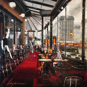 Kal Gajoum Cafe de Flore Action Oil Paintings